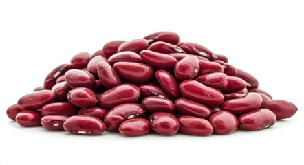 Kidney Bean Stack. Heap of Red Beans in Pyramidal Formation on White Background
