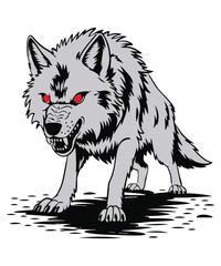 Obraz premium angry wolf vector art illustration with white background