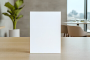 Fototapeta premium White Blank Card on Menu in Coffee Shop | Perfect for Customisation and Promotions