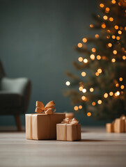 Cozy Christmas Setting with Warm Holiday Lights

