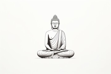 Illustration of buddha drawing sketch representation.