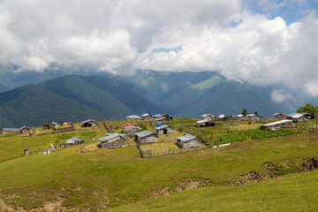 Fototapeta na wymiar Magnificent views of the mountain village and nature of Azerbaijan