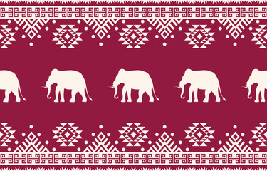 Elephant pattern. Seamless. White stripes, blue background. Ethnicity. Floral patterns, printed fabrics, pants, Lanna.	