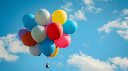 colorful, party, celebration, happy, fun, background, balloon, blue, together, sky, birthday, bunch, air, helium, holiday, bright, many, illustration, toy, float, inflate, string, floating, tied, carn