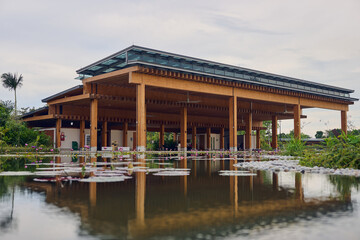 Tranquil Reflections at the Lotus Pond Pavilion