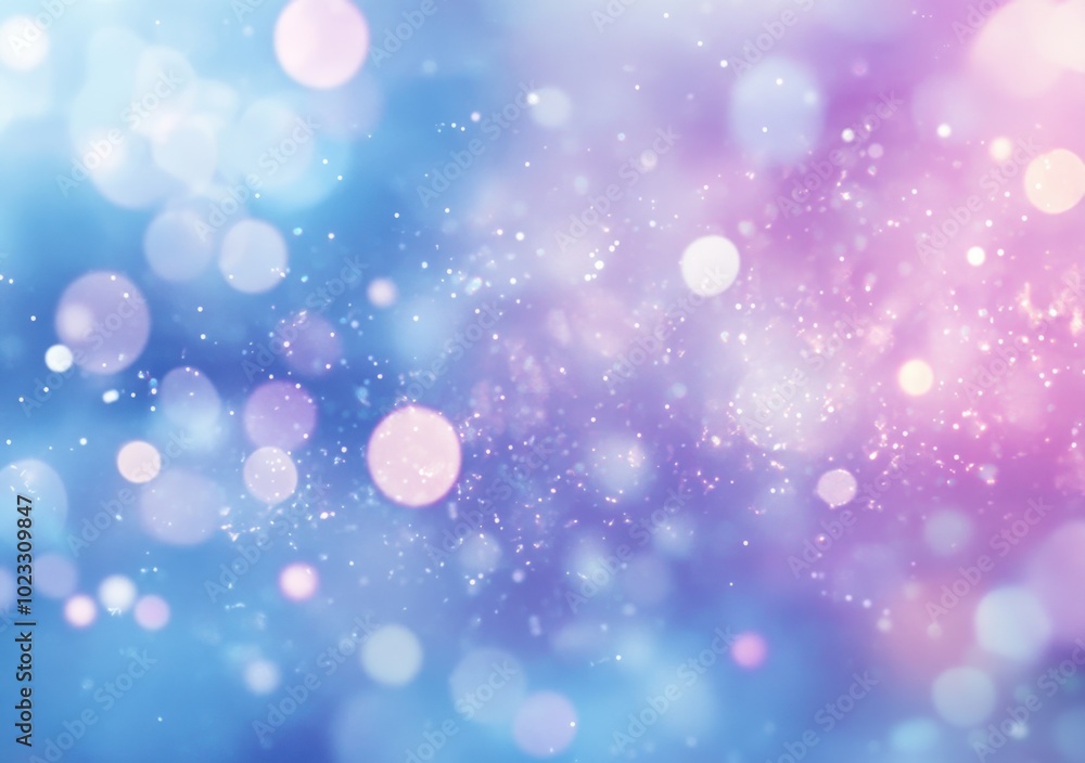 Poster soft bokeh lights create dreamy atmosphere with shades of blue and purple, evoking sense of calm and