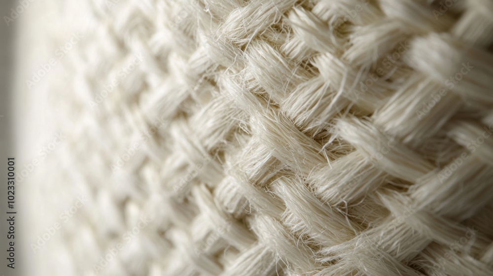 Poster close up of woven natural fibers showcasing textured surface, emphasizing intricate patterns and eco