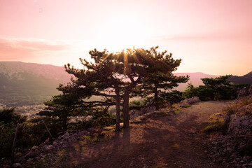 sunset in the mountains