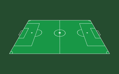 Soccer Football Field Flat Grass Classic Perspective Side View Vector