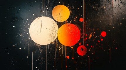 Fototapeta premium Abstract Black Background with Red and Yellow Circles