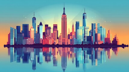 Obraz premium Vibrant City Skyline Illustration