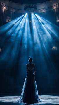 Dramatic shot of an opera singer mid-performance, passionately delivering a powerful aria