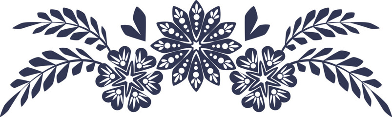 Abstract blossoming head of flowers and branches border line, continuous silhouette © Зоя Лунёва