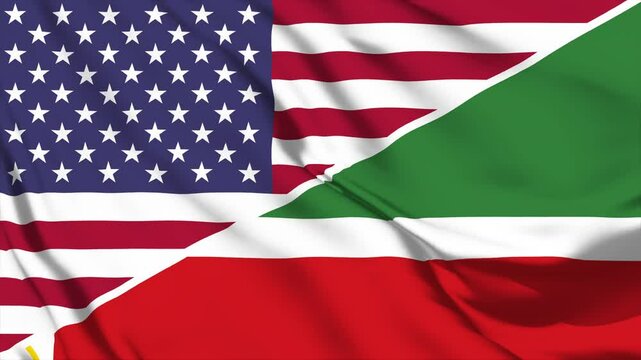 United waving flag animation of the United States and Chechen republic