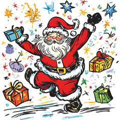 Doodle Christmas and New Year Cards - 2D Hand-drawn Illustrations on White Background