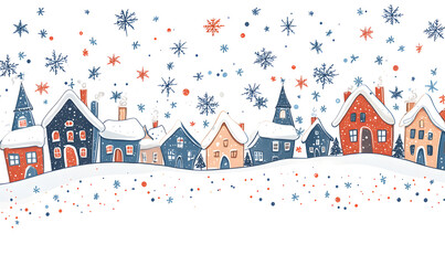 Obraz premium Doodle Christmas and New Year Cards - 2D Hand-drawn Illustrations on White Background