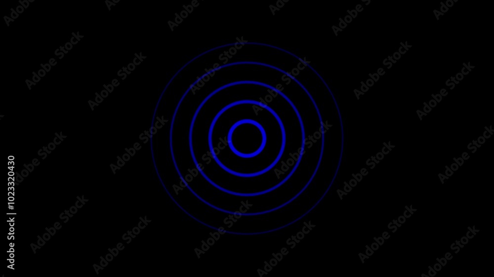 Poster animation of white circular electric wave spreading with transparent channel. radio waves in circle 