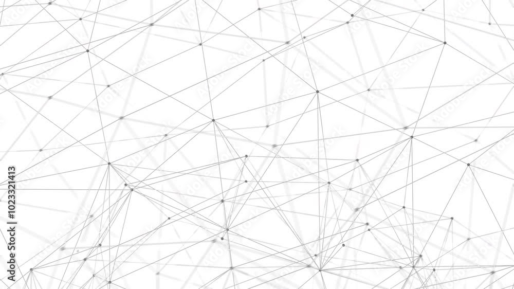 Aufkleber Minimalist futuristic background. Abstract plexus network animation. Science or technology video background. Nodes or dots connected by lines.