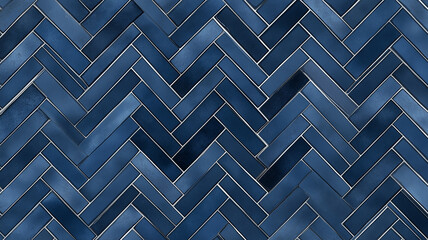 Blue herringbone seamless tiles pattern texture or background
