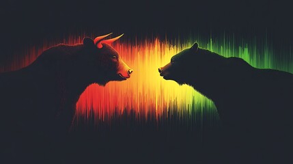 Minimalist Abstract Bull and Bear Design