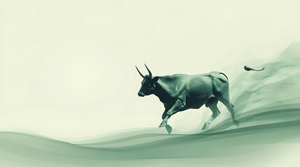 Obraz premium Minimalist Abstract Design of Running Bull