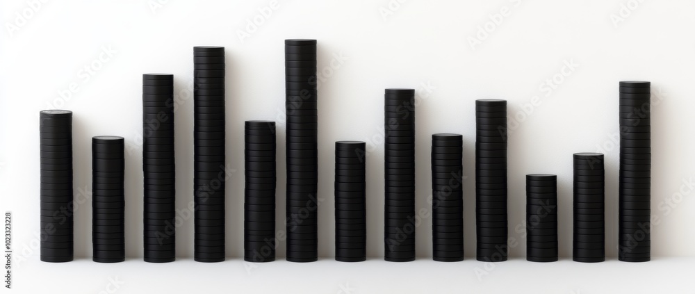 Poster stacks of coins of varying heights showing a gradual increase in value.