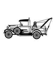 Tow Truck | Towing Equipment | 4x4 Towing Vehicle | Towing Car | Mini Crane | Towing Service | Towed Cars | Roadside Assistance | Original Illustration | Vector and Clipart | Cutfile and Stencil