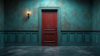 eerie halloweenthemed room with an open door leading into darkness casting haunting shadows creating an atmosphere of suspense and intrigue perfect for capturing the spirit of the spooky season