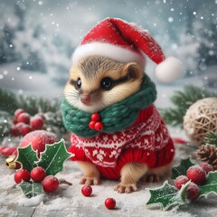 A cute animal dressed in a festive outfit for the holiday season.
