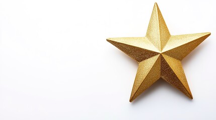 Golden star with textured surface on white