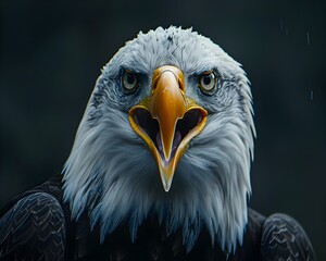 Bald Eagle in Fierce Screech Symbolizing Strength Freedom and Determination
