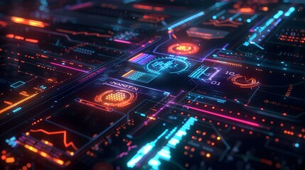 Futuristic Holographic 3D Financial Roadmap with Glowing Milestones and Goals Representing Strategic Planning