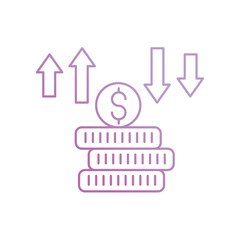 money flow gradient icon with white background vector stock illustration