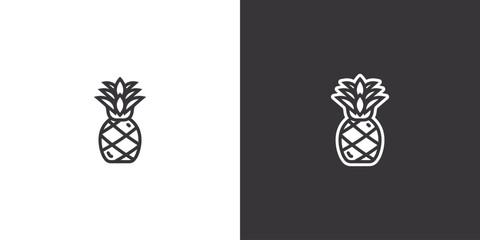 Pineapple on white and black background. Original vector illustration in vintage style.