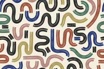 abstract doodle lines seamless pattern