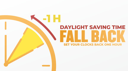 Daylight saving time. Summer fall-back and spring-forward alarm clocks set, colorful orange vector illustration.