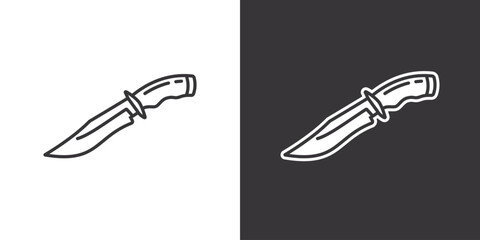 Hunting knife on white and black background. Original vector illustration in vintage style.