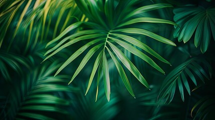 Lush Green Palm Fronds in a Tropical Setting