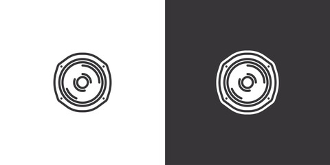 Music speaker speaker on white and black background. Original vector illustration in vintage style.