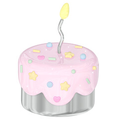 3D Glossy Pink and Metallic Chrome Birthday Elements 