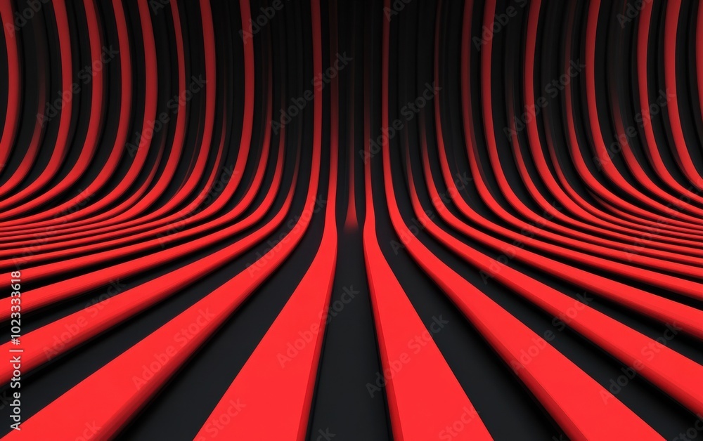 Poster a striking abstract design featuring smooth red and black curved lines that create a captivating sen