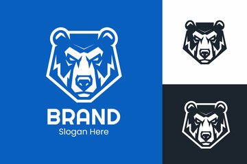 Geometric Bear Head Logo For Business