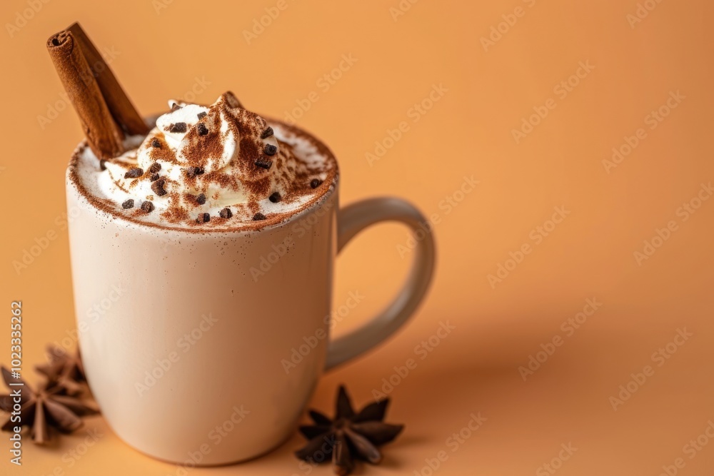 Sticker Hot chocolate dessert drink food.