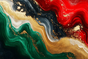 Obraz premium Abstract colourful marble background fluid art painting alcohol ink style with a mix of black, gold, red and blue colours. Beautiful swirl marble background.