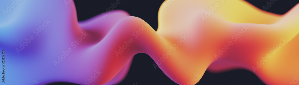 Poster a vibrant abstract design featuring flowing waves of purple and orange, creating a dynamic and visua
