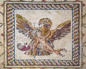 Paphos Archaeological Park. House of Dionysos: Zeus abducting Ganymede.