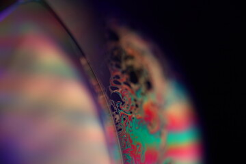 Bright bubble reflection of liquid in macro, white colors, surrealistic background fantastic smooth...