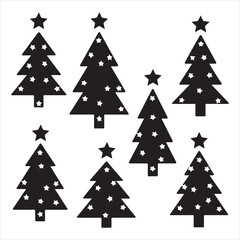 set of Christmas tree silhouette	