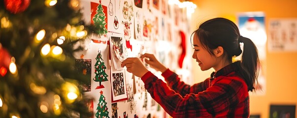 Christmas Themed Bulletin Board Decorated by Teacher and Students