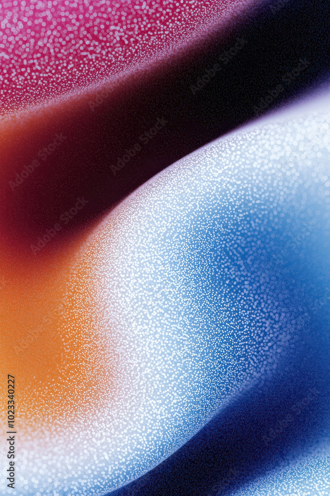 Poster abstract colorful wave patterns with vibrant hues of red, blue, and orange, creating a visually capt